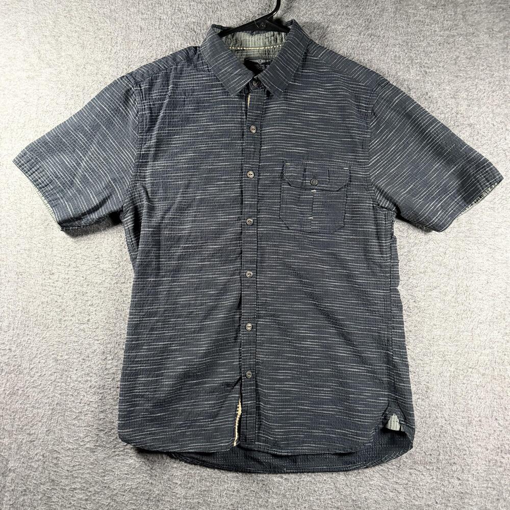 Across The Pond Shirt Mens Medium Blue Striped Short Sleeve Button Up Casual